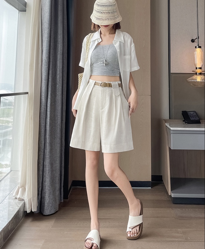Elastic waist summer breathable high waist art shorts