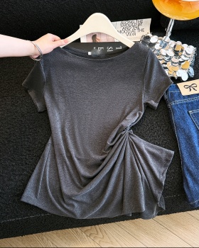 Show young fold T-shirt lazy tops for women