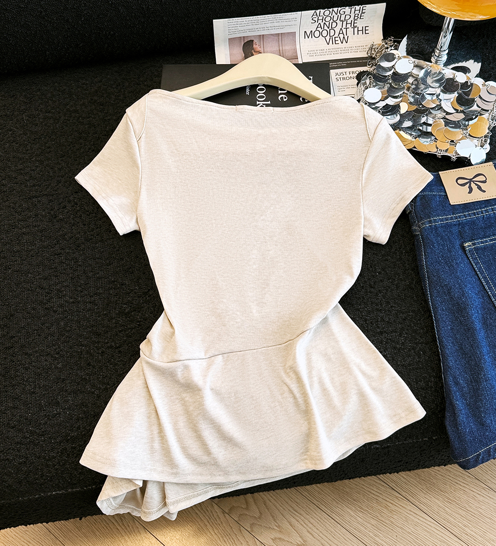 Show young fold T-shirt lazy tops for women