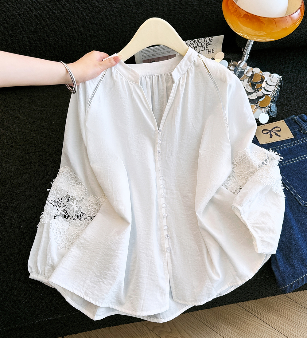 Sunscreen hollow tops long sleeve shirt for women