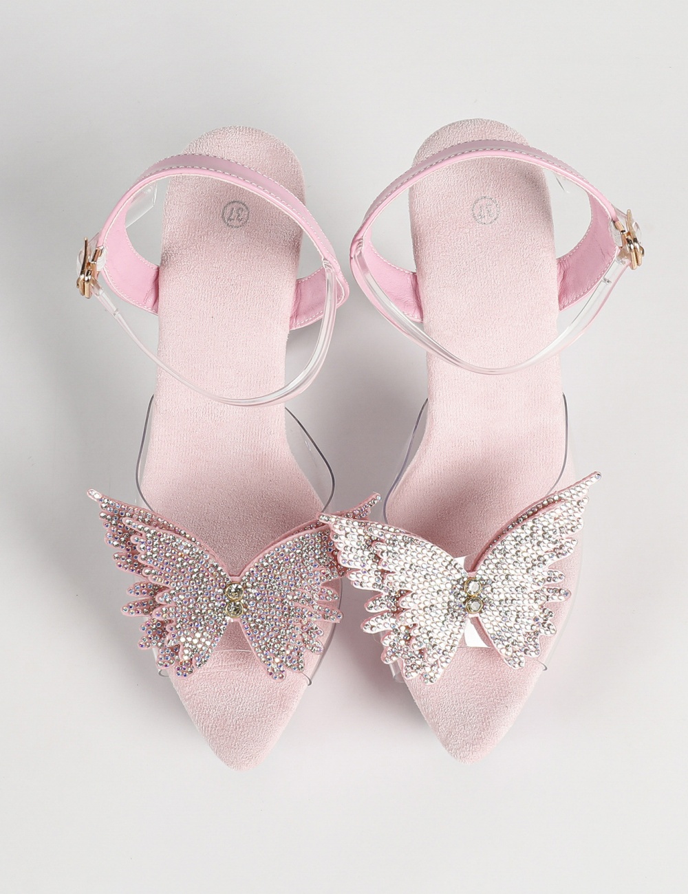 Rhinestone sexy slippers transparent platform for women