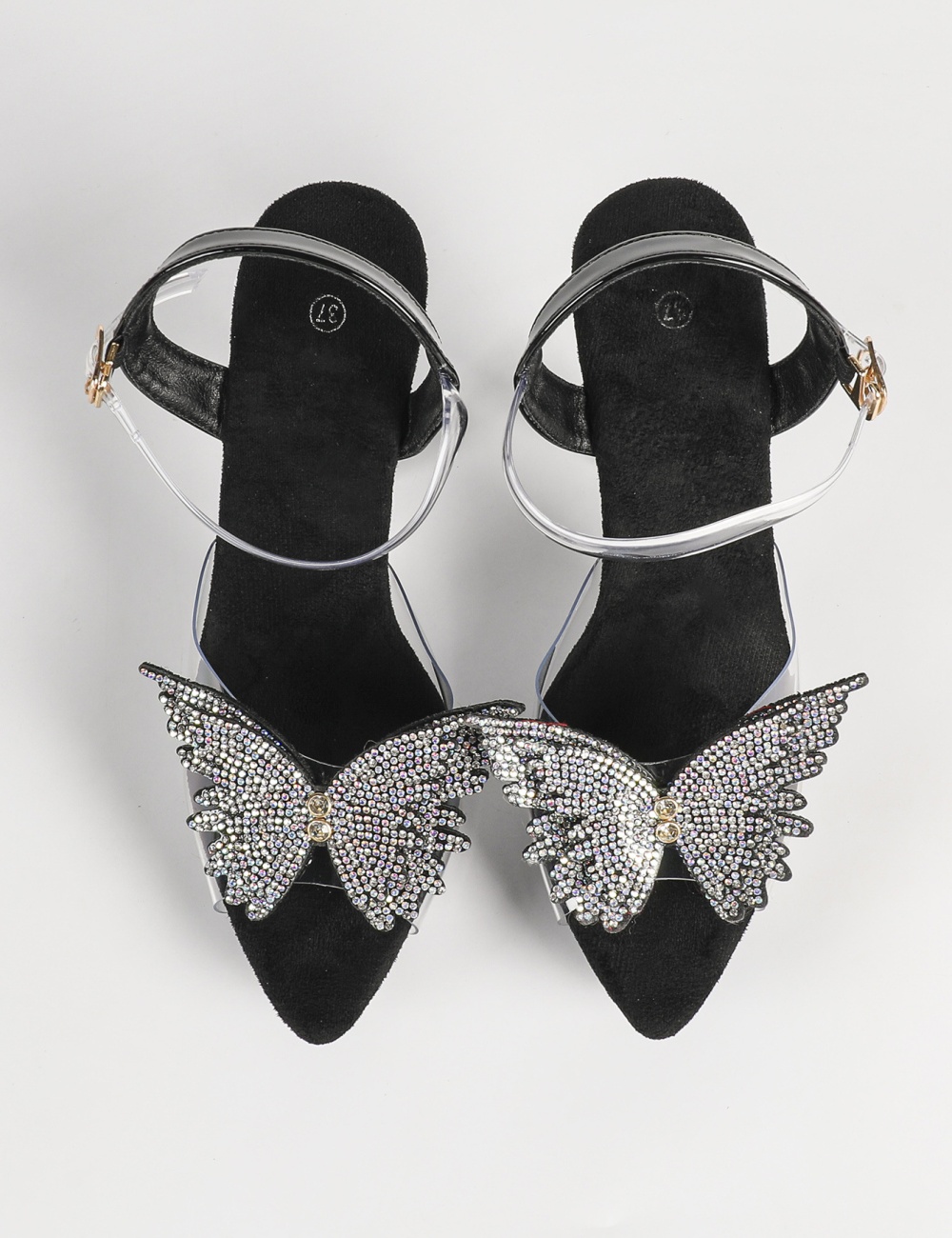 Rhinestone sexy slippers transparent platform for women