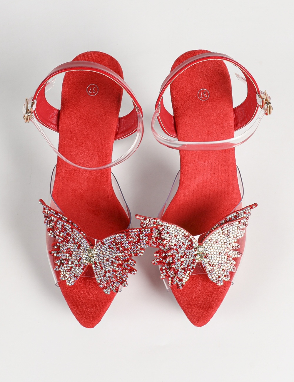 Rhinestone sexy slippers transparent platform for women
