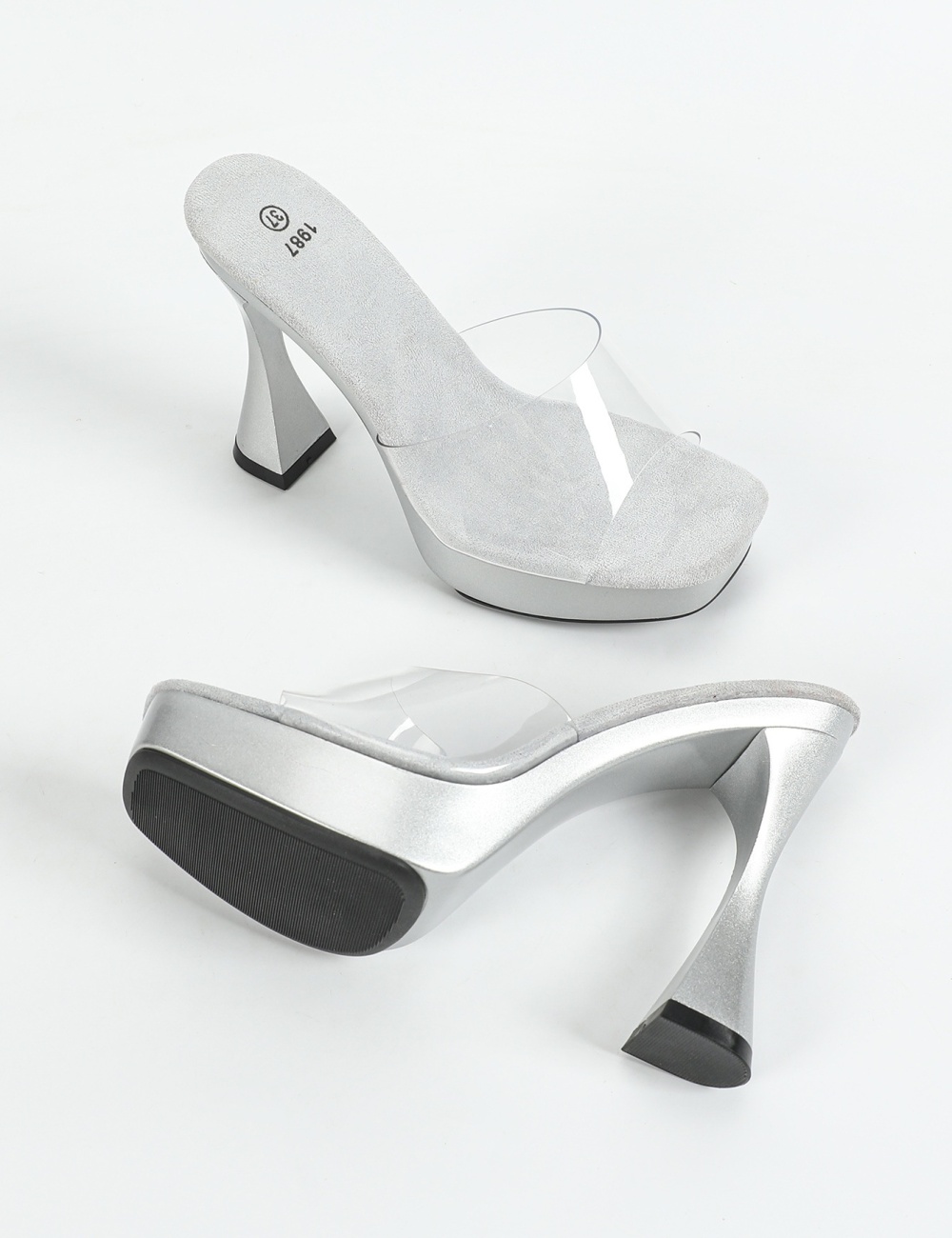 Nightclub antiskid crystal square head sexy fashion sandals