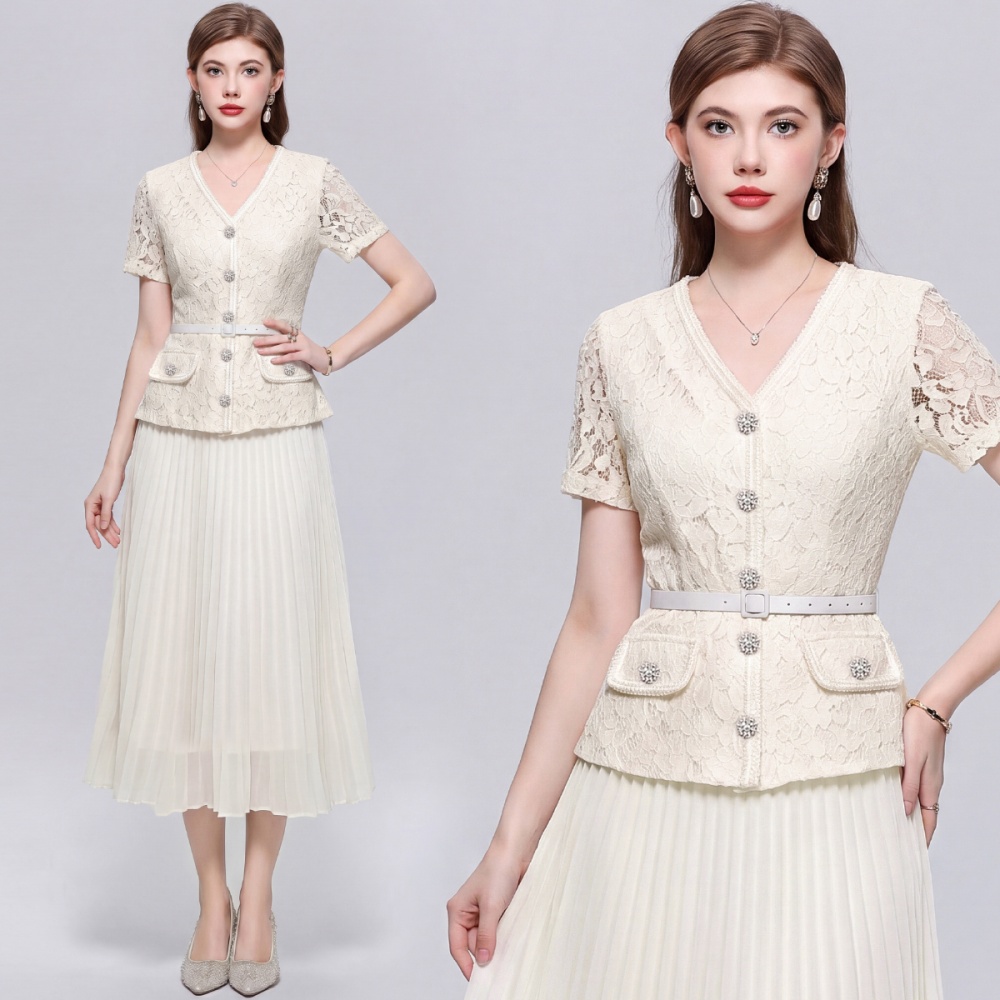 Chanelstyle France style V-neck pinched waist dress