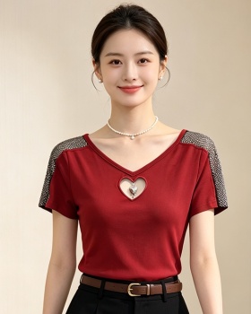 All-match short sleeve tops hollow T-shirt for women