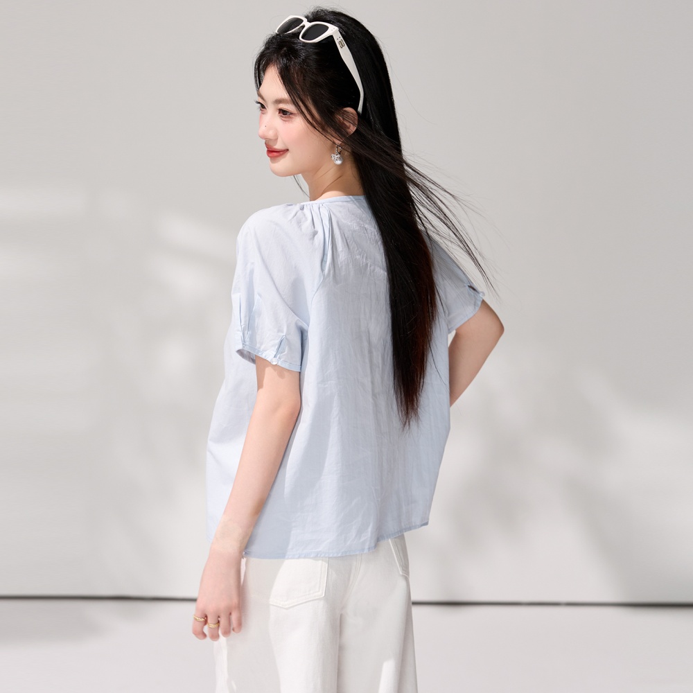 France style pullover summer shirt commuting lace blue tops