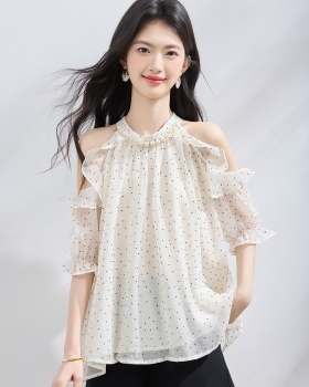 Thin France style chiffon shirt elegant tops for women