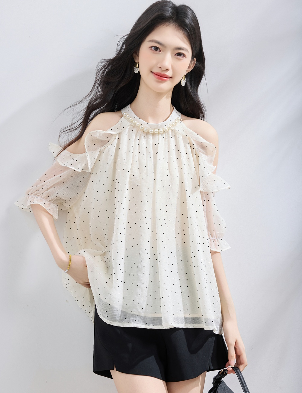 Thin France style chiffon shirt elegant tops for women