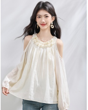 Wood ear France style chiffon shirt strapless tops