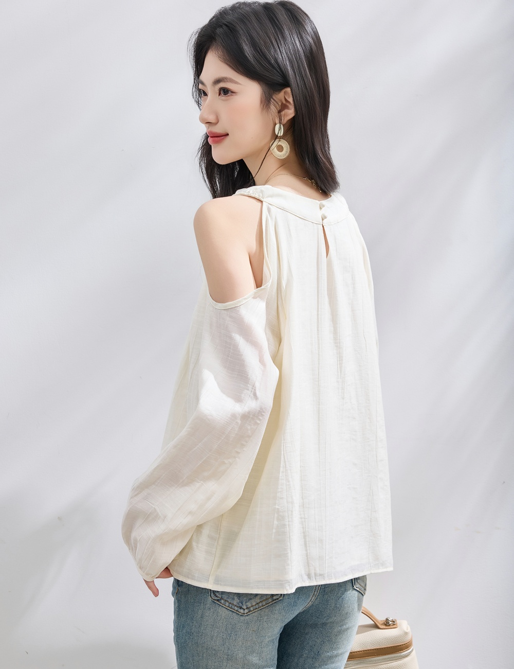 Wood ear France style chiffon shirt strapless tops