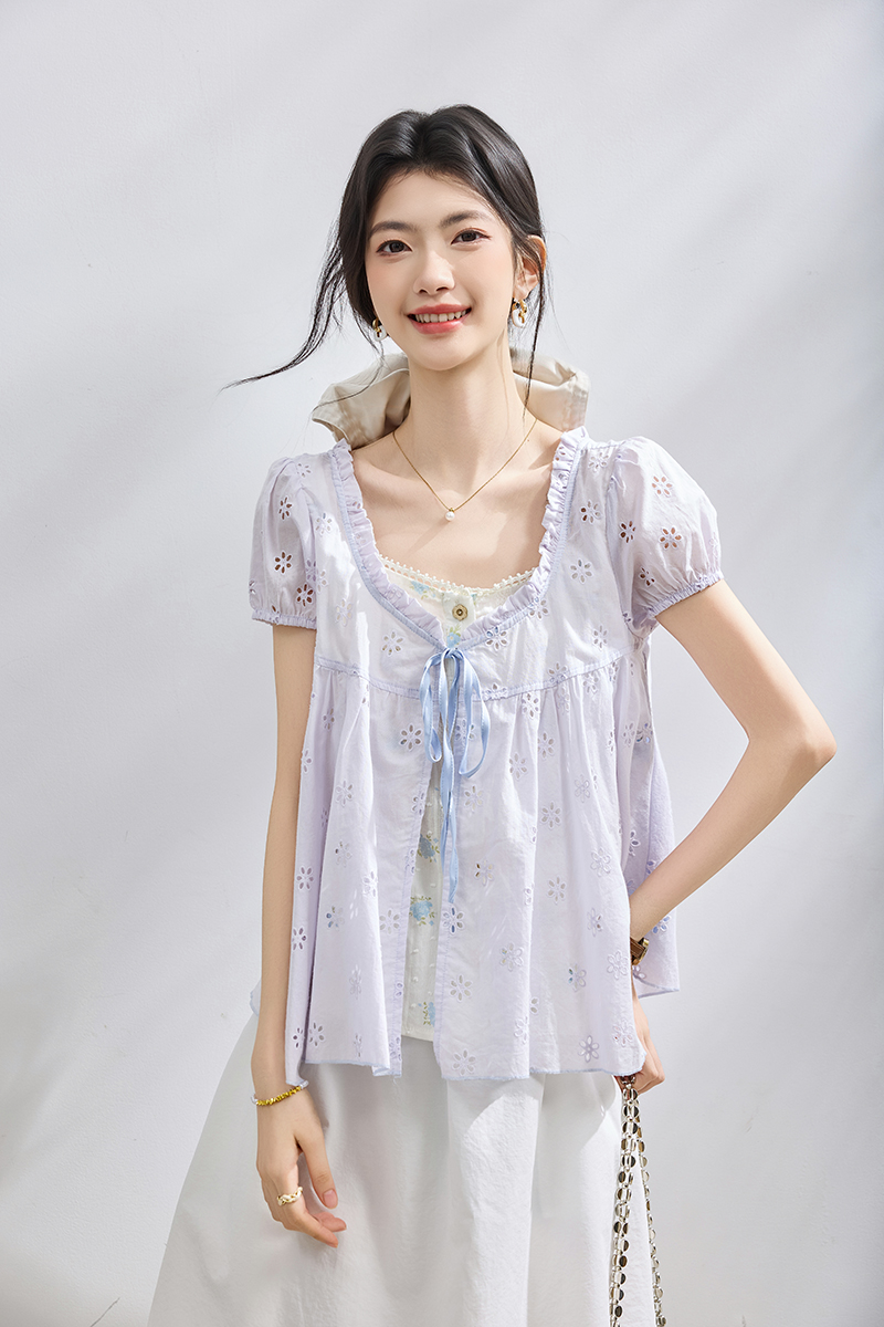 Summer France style doll shirt sweet splice shirt for women