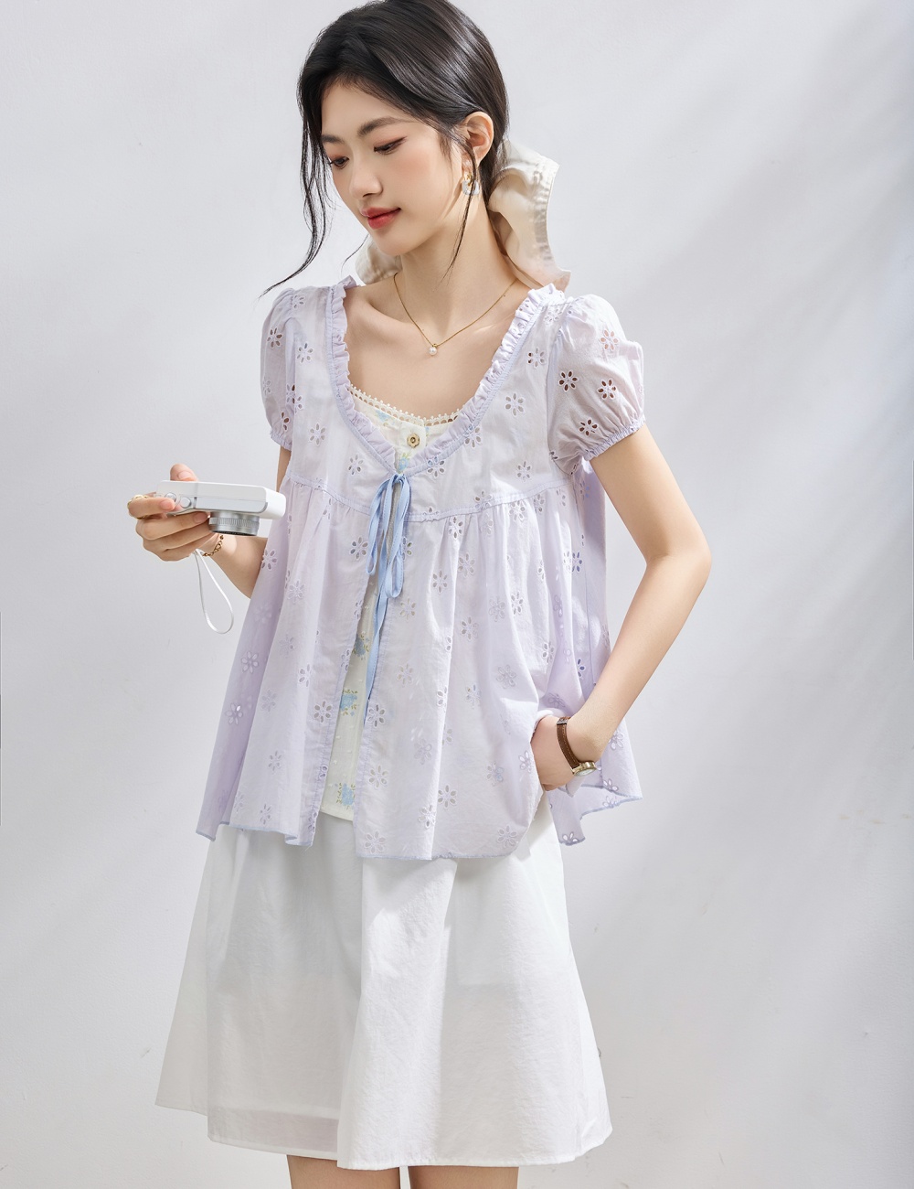 Summer France style doll shirt sweet splice shirt for women