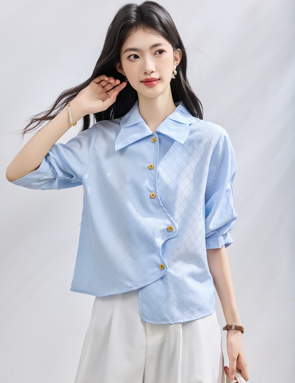 Niche irregular tops short sleeve shirt for women