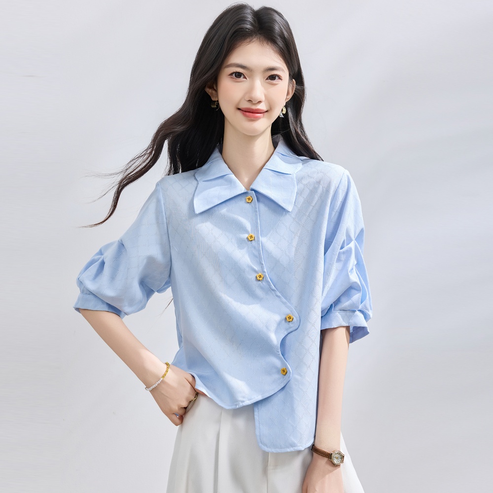 Niche irregular tops short sleeve shirt for women