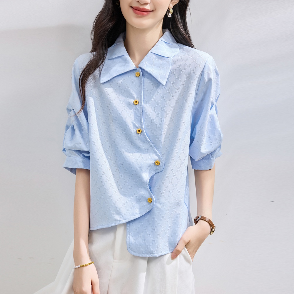 Niche irregular tops short sleeve shirt for women