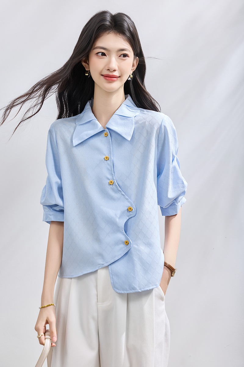 Niche irregular tops short sleeve shirt for women