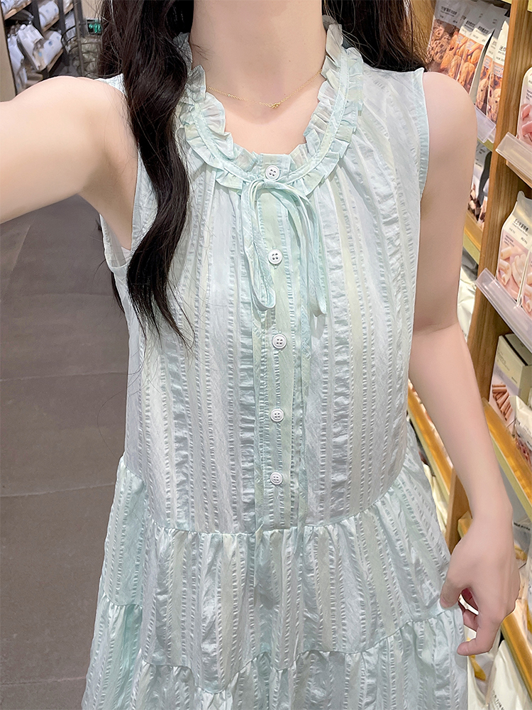 Summer lace sleeveless dress green tender dress for women