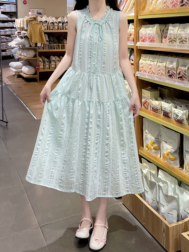 Summer lace sleeveless dress green tender dress for women