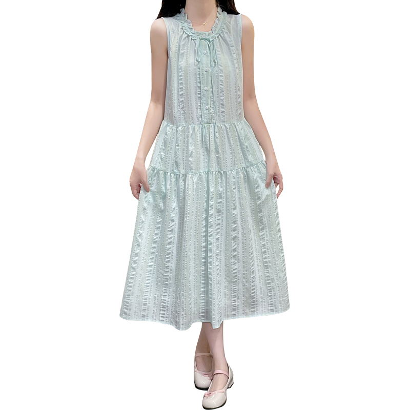 Summer lace sleeveless dress green tender dress for women