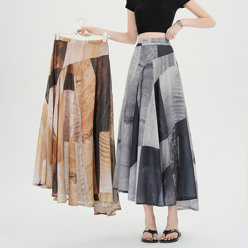 Temperament geometry skirt elegant long skirt for women