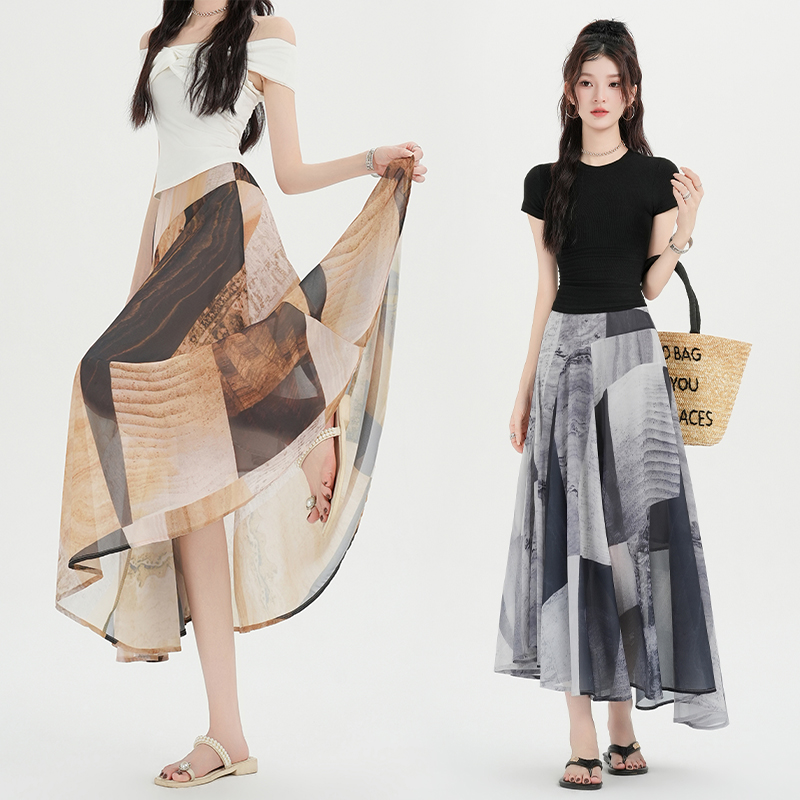 Temperament geometry skirt elegant long skirt for women