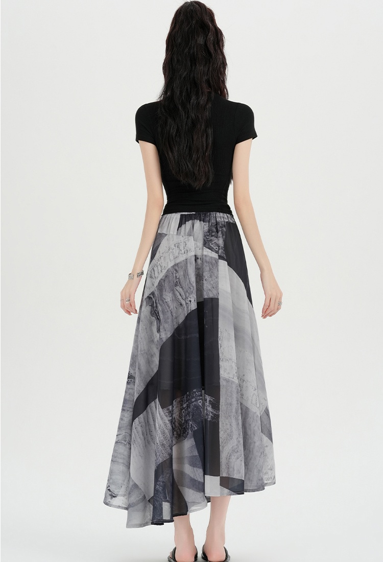 Temperament geometry skirt elegant long skirt for women