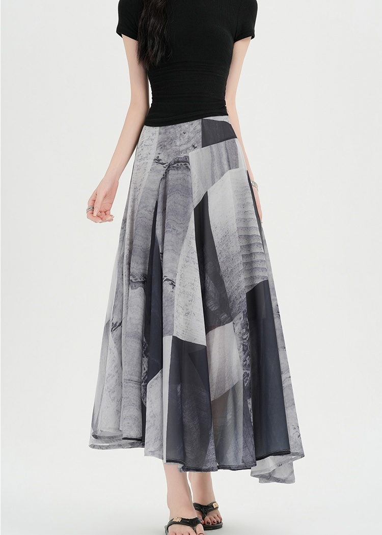 Temperament geometry skirt elegant long skirt for women
