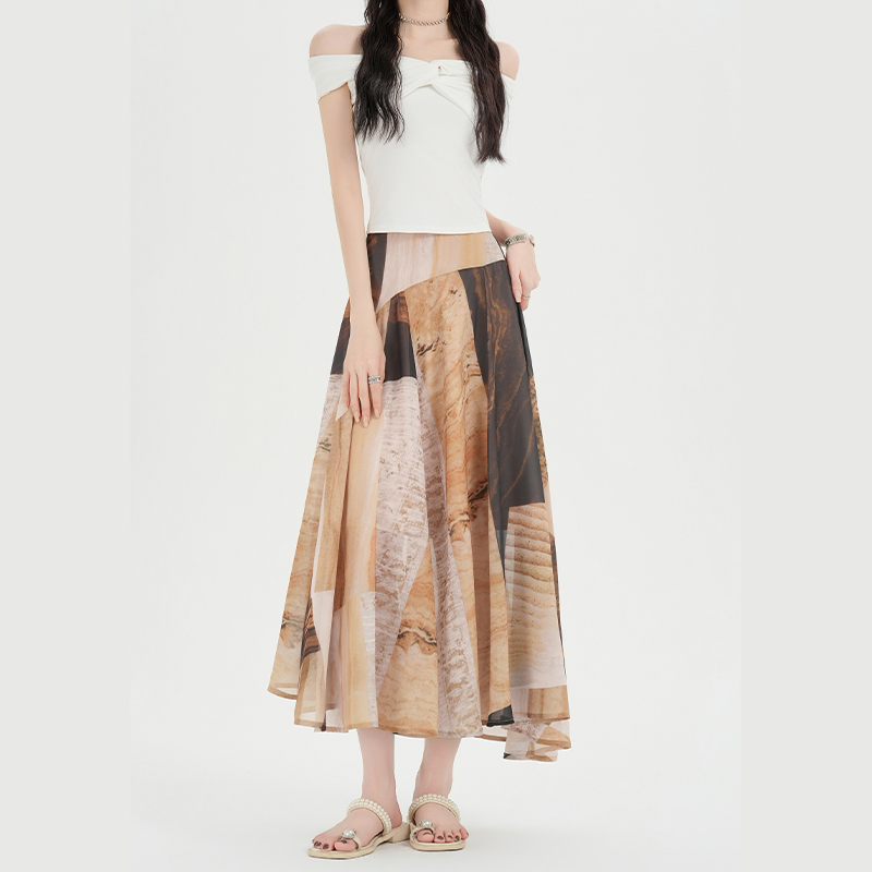 Temperament geometry skirt elegant long skirt for women