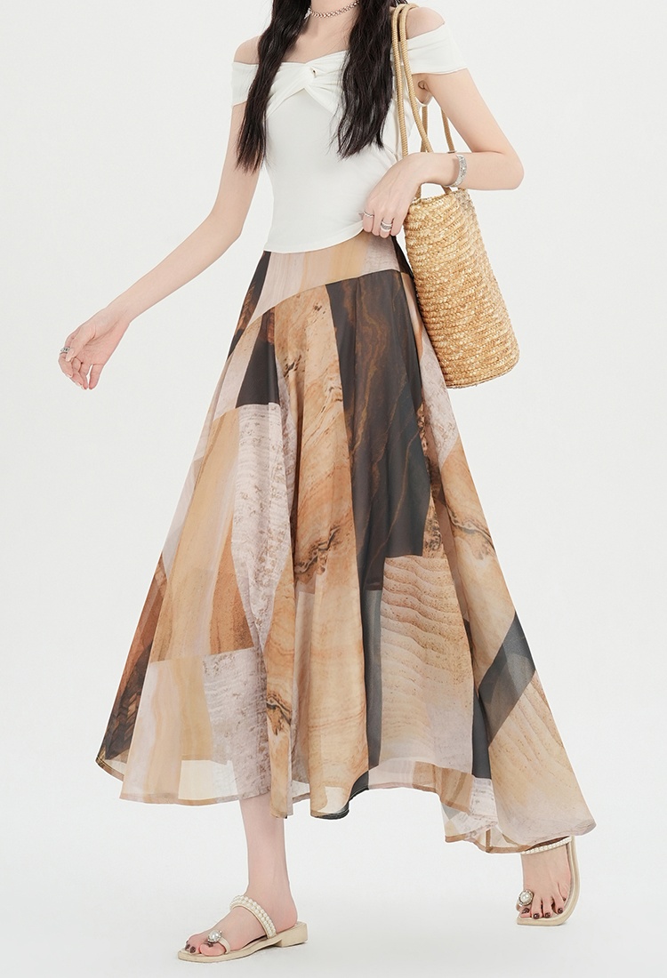 Temperament geometry skirt elegant long skirt for women