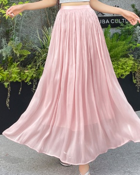 Slim summer temperament long skirt big skirt pleated skirt