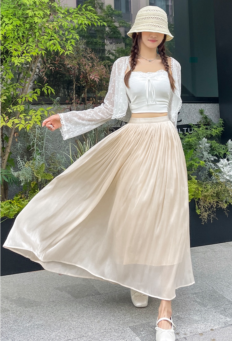 Slim summer temperament long skirt big skirt pleated skirt