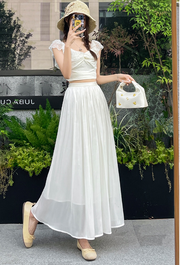 Slim summer temperament long skirt big skirt pleated skirt
