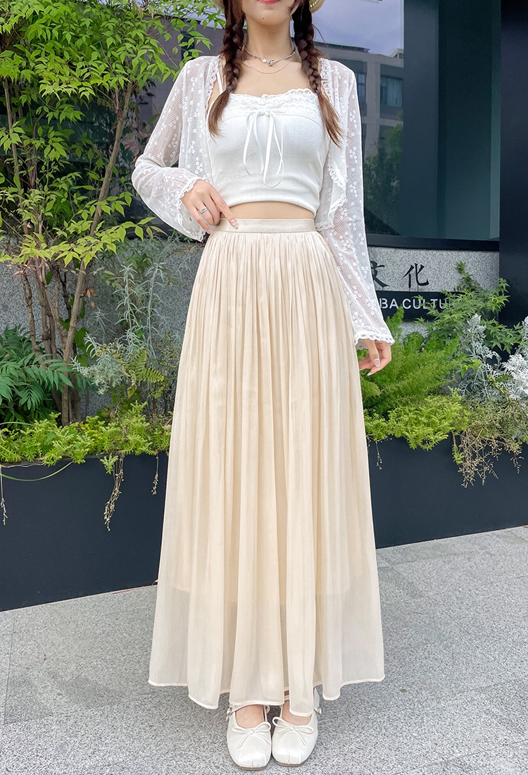 Slim summer temperament long skirt big skirt pleated skirt