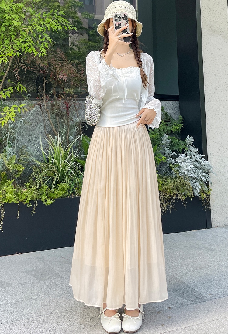 Slim summer temperament long skirt big skirt pleated skirt