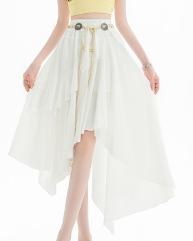 Irregular A-line lotus leaf edges skirt for women