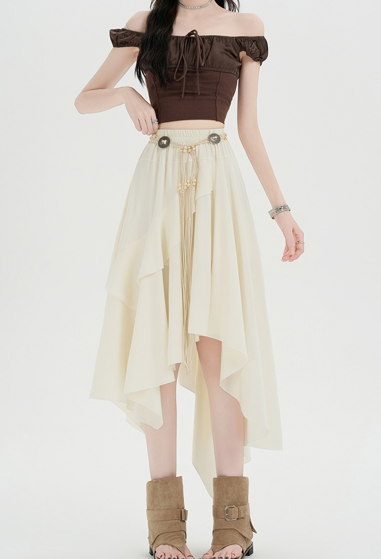 Irregular A-line lotus leaf edges skirt for women