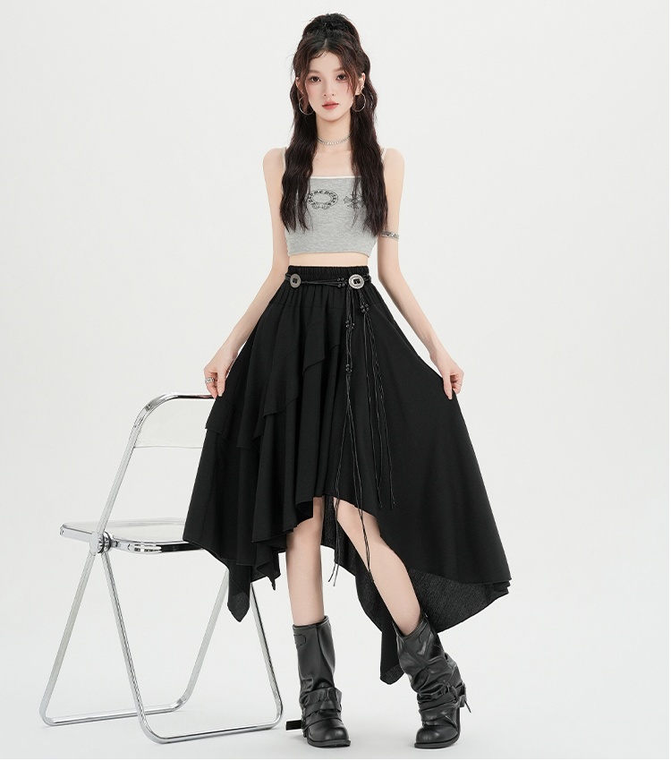 Irregular A-line lotus leaf edges skirt for women