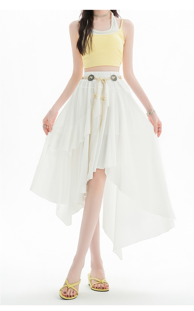 Irregular A-line lotus leaf edges skirt for women
