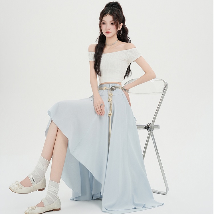 Irregular A-line lotus leaf edges skirt for women