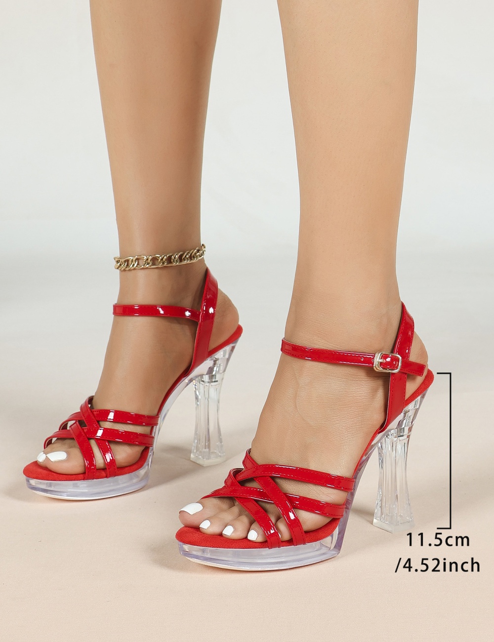 Glass crystal platform transparent slippers for women