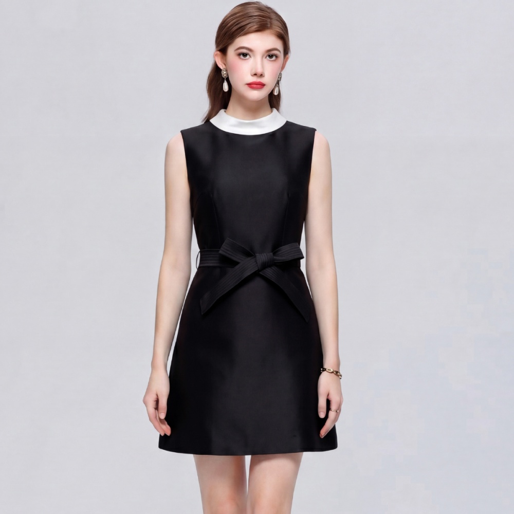 France style sleeveless sleeveless dress bow frenum dress