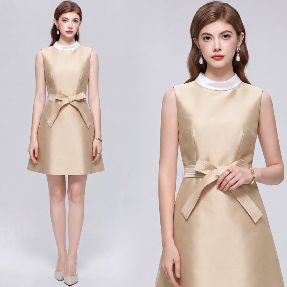 Round neck sleeveless sleeveless dress frenum formal dress