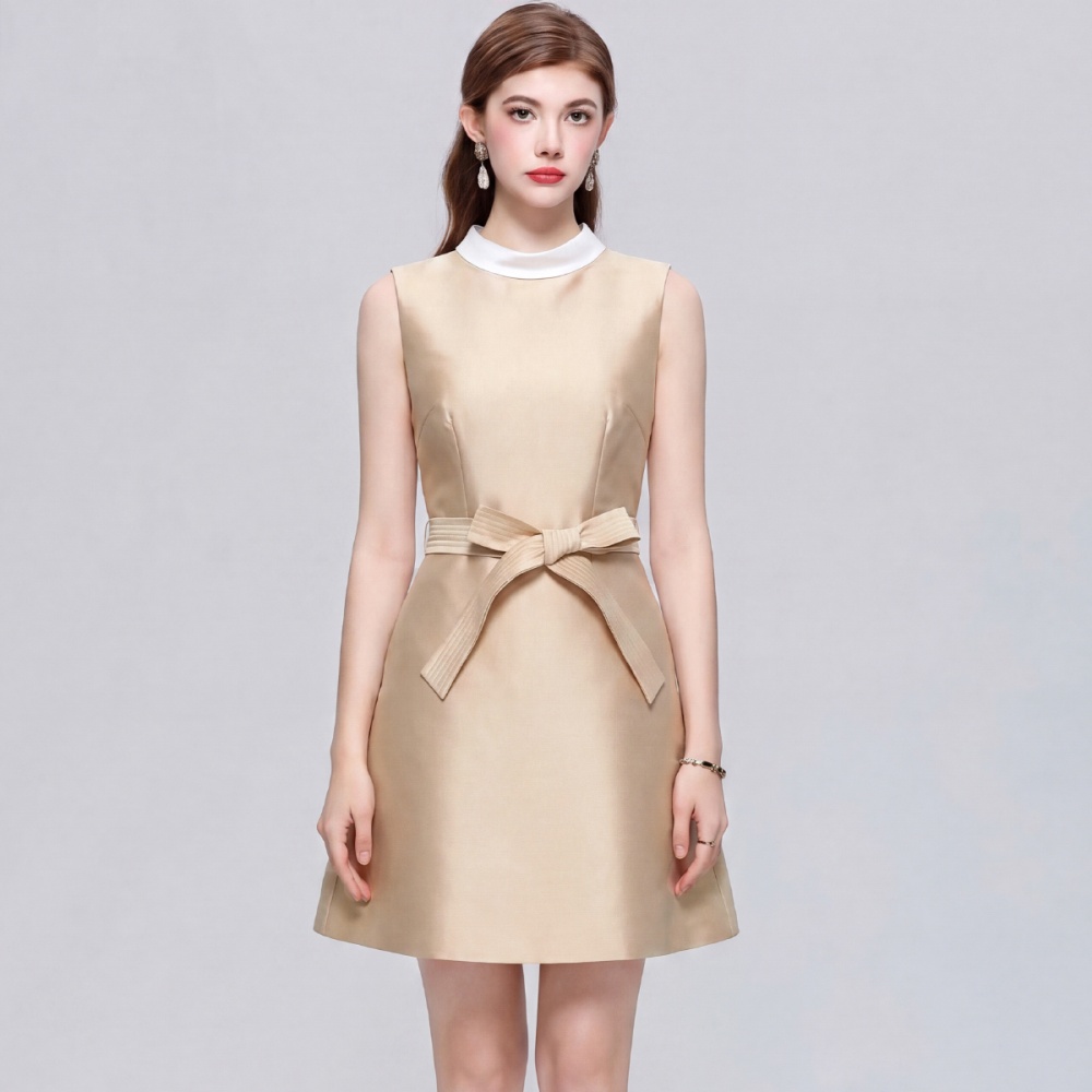 Round neck sleeveless sleeveless dress frenum formal dress