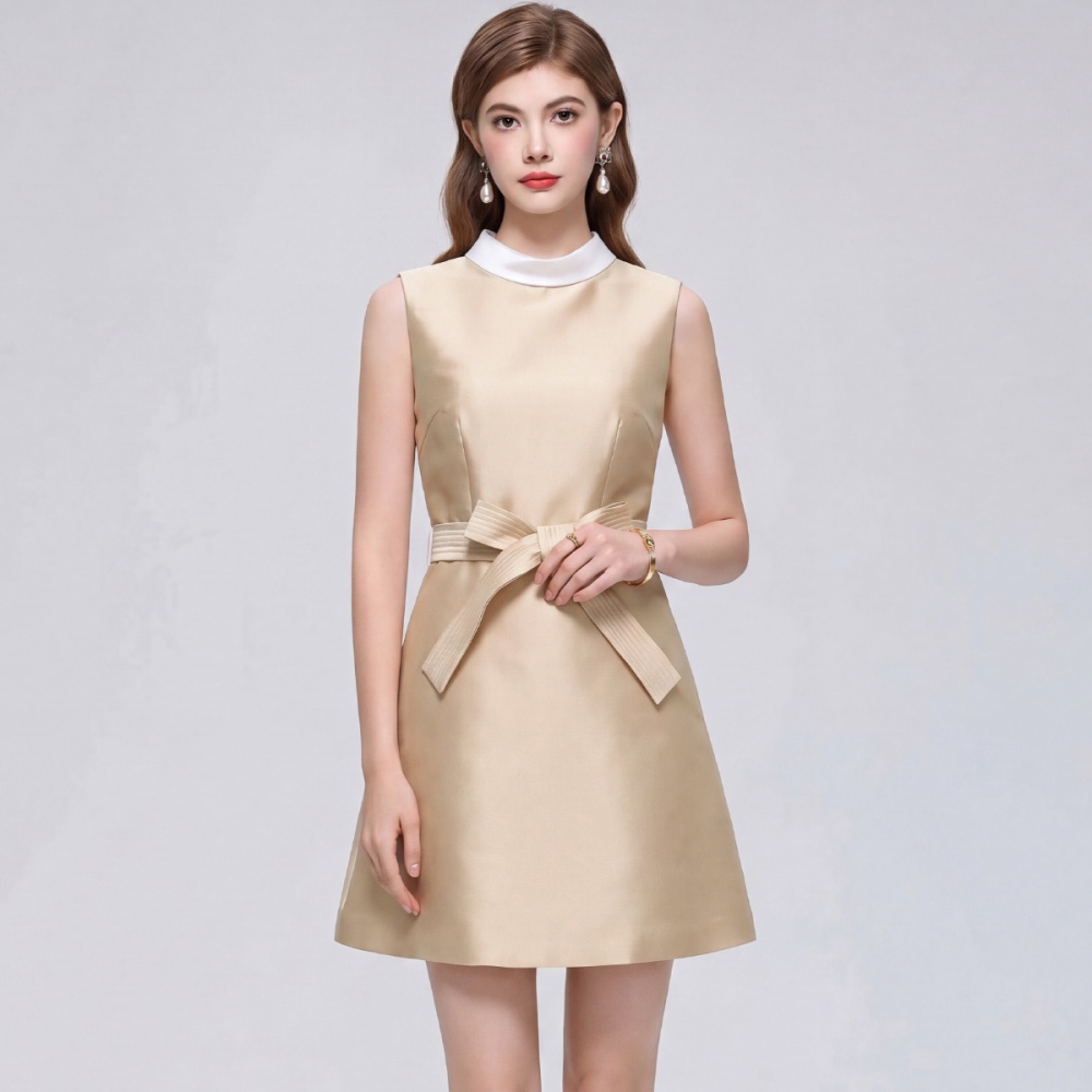Round neck sleeveless sleeveless dress frenum formal dress