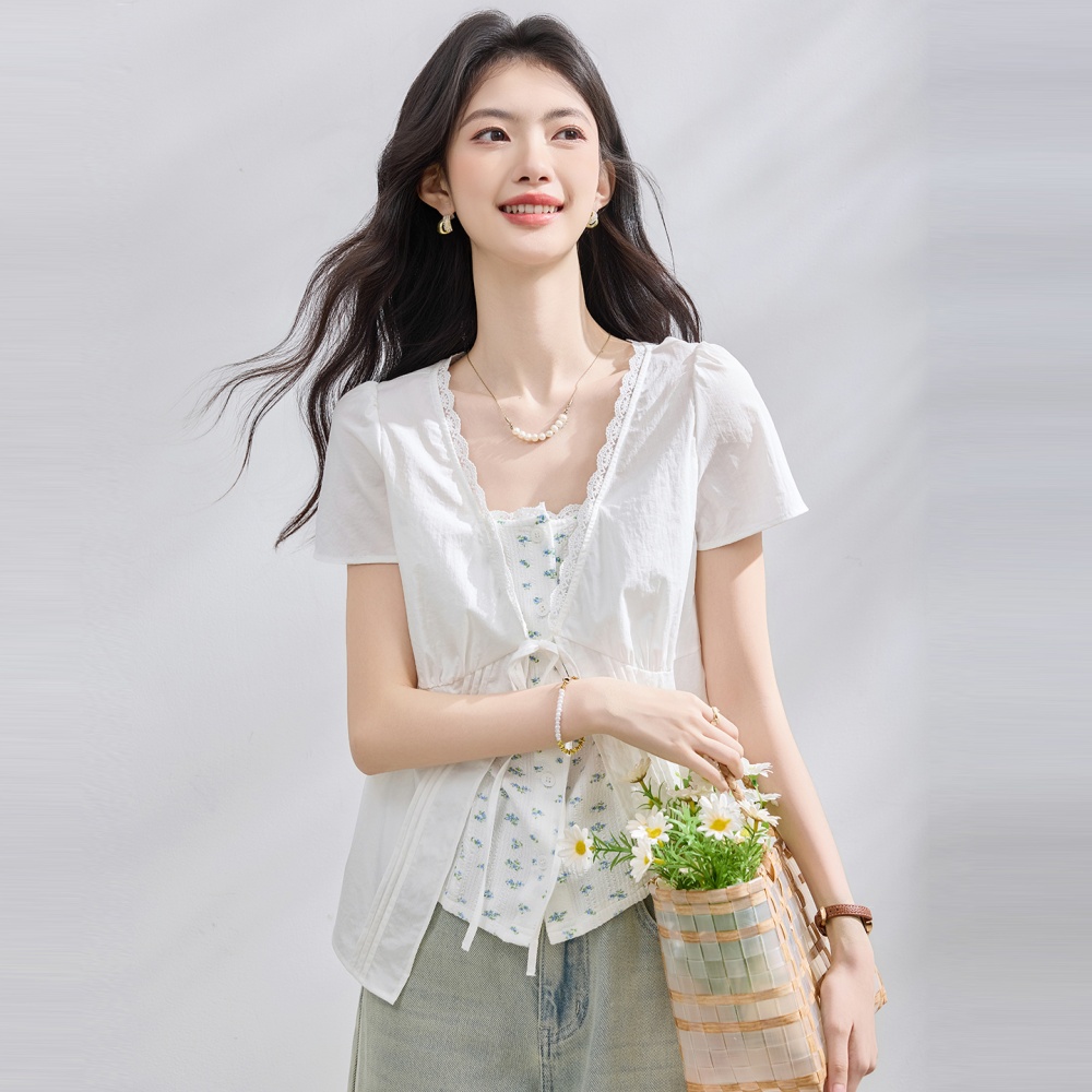 Lace small shirt bandage shirt for women