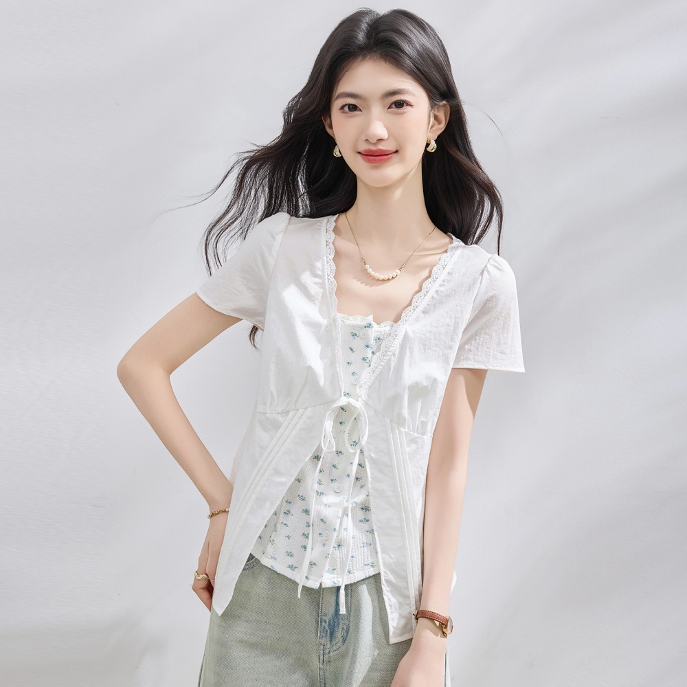 Lace small shirt bandage shirt for women
