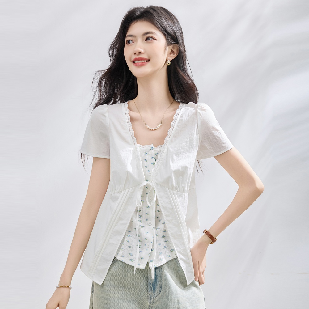Lace small shirt bandage shirt for women