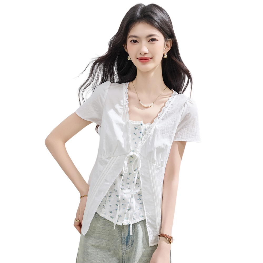 Lace small shirt bandage shirt for women