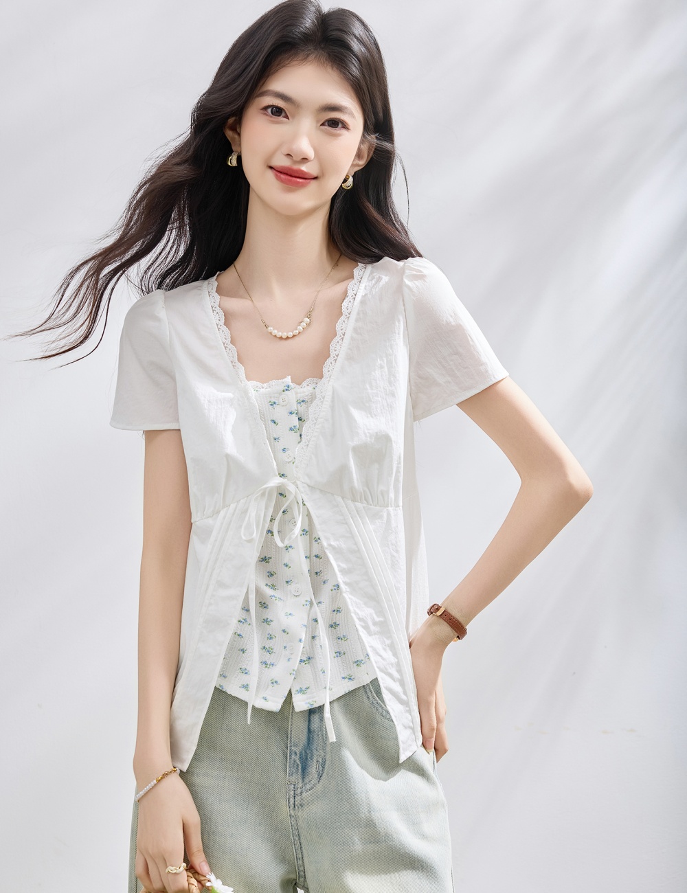 Lace small shirt bandage shirt for women